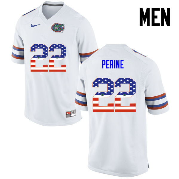 Men Florida Gators #22 Lamical Perine College Football USA Flag Fashion Jerseys-White